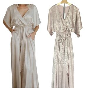 Baltic Born | Savannah Satin Printed Kimono Dress Bridesmaid Formal Metallic